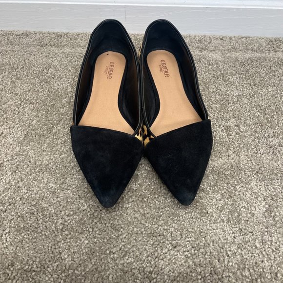Black Leopard Print Pointed Toe Flats - Size 8 - Picture 5 of 7